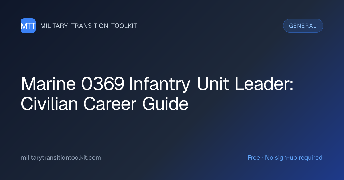 Marine 0369 Infantry Unit Leader to Civilian: Your Complete Career ...