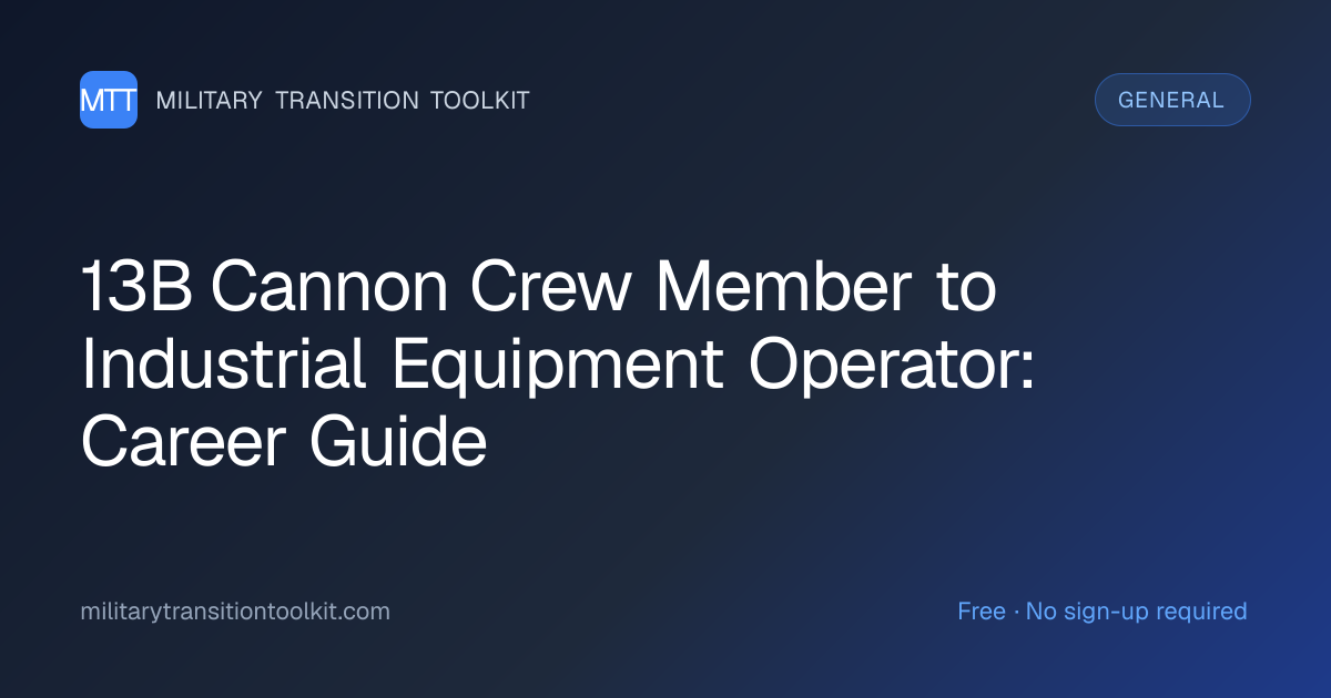 13B Cannon Crew Member to Industrial Equipment Operator: Complete ...