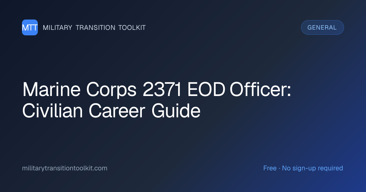 Marine Corps 2371 EOD Officer to Civilian: Complete Career Guide (2025 ...