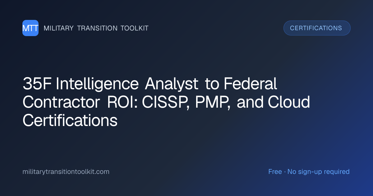 35F Intelligence Analyst to Federal Contractor ROI: CISSP, PMP, and ...