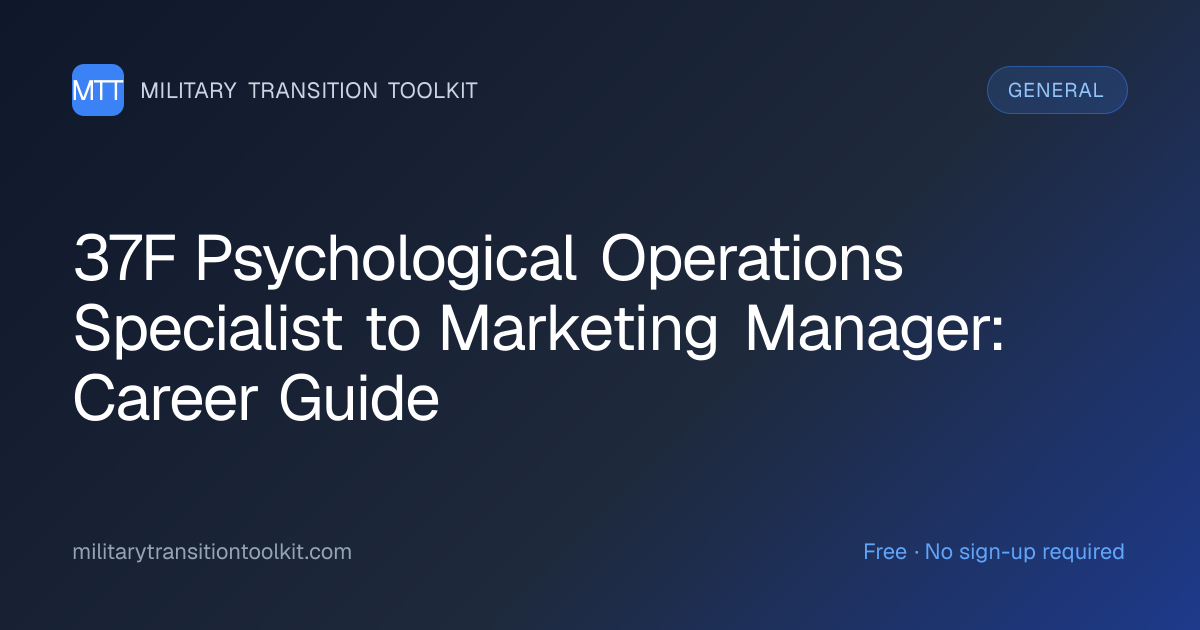 37F Psychological Operations Specialist to Marketing Manager: Complete ...