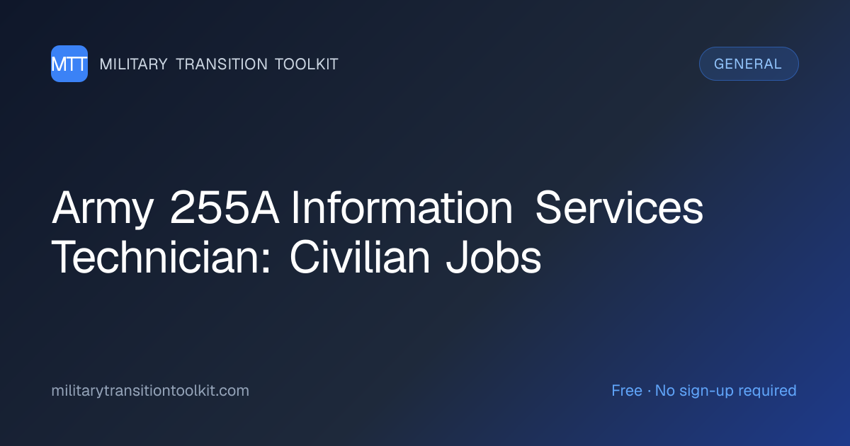 Army 255A Information Services Technician to Civilian: Complete Career ...