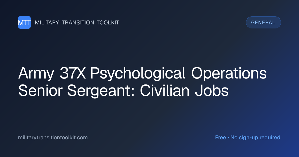 Army 37X Psychological Operations Senior Sergeant to Civilian: Complete ...
