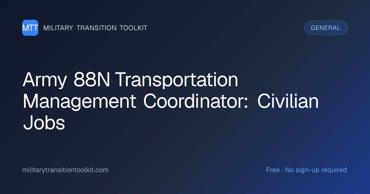 Army 88N Transportation Management Coordinator to Civilian: Complete ...