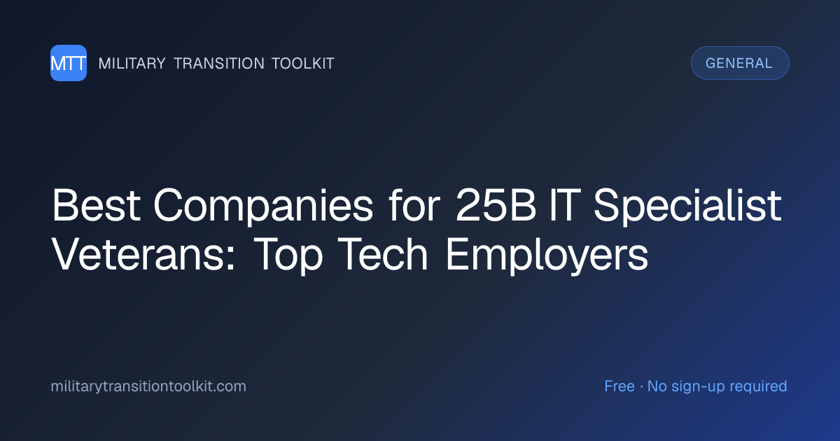 Best Companies for 25B IT Specialist Veterans: Top Tech Employers (2025)