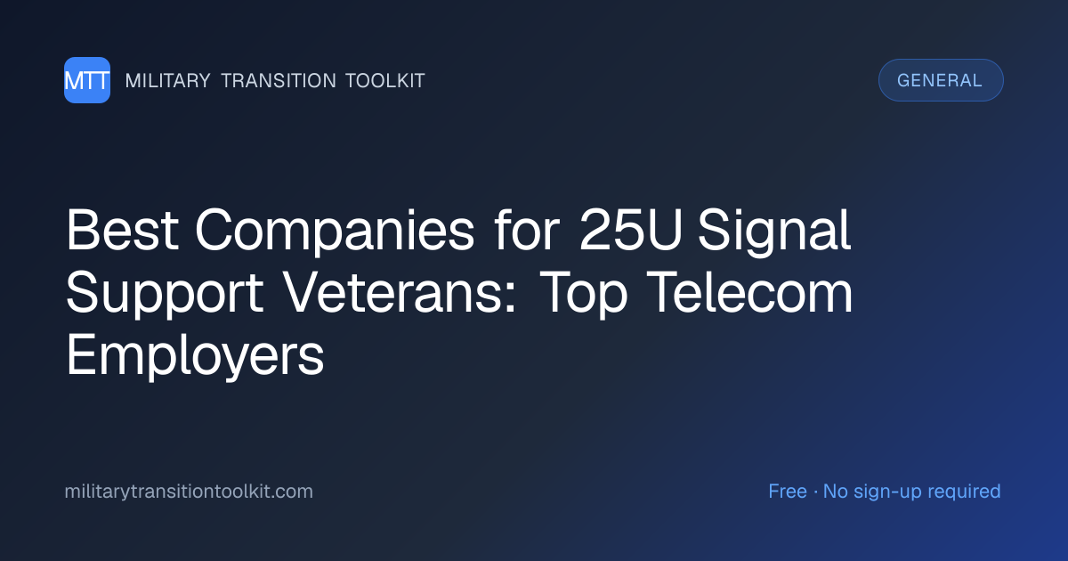 Best Companies for 25U Signal Support Veterans: Top Telecom Employers ...