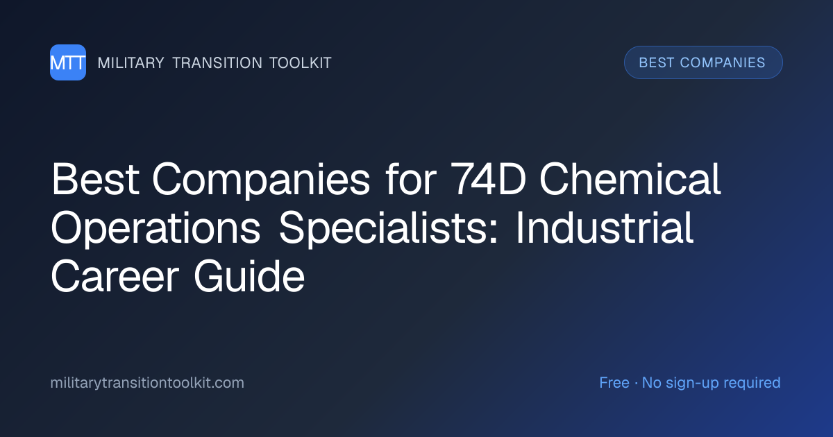 Best Companies for 74D Chemical Operations Specialists: Industrial ...