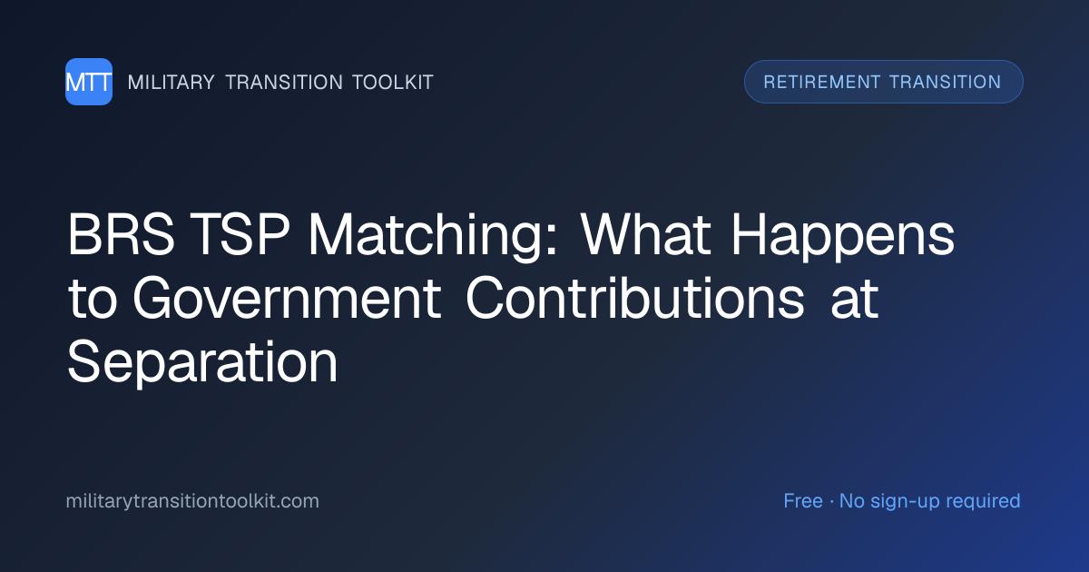 BRS TSP Matching: What Happens to Government Contributions at Separation