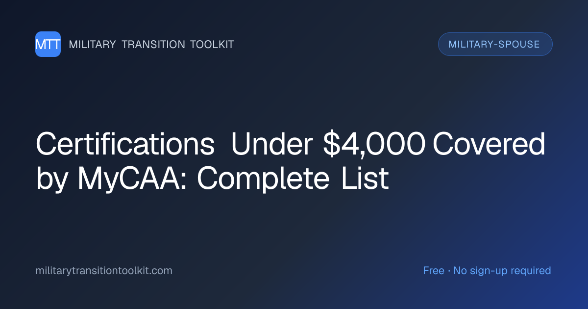 Certifications Under $4,000 Covered by MyCAA: Complete List