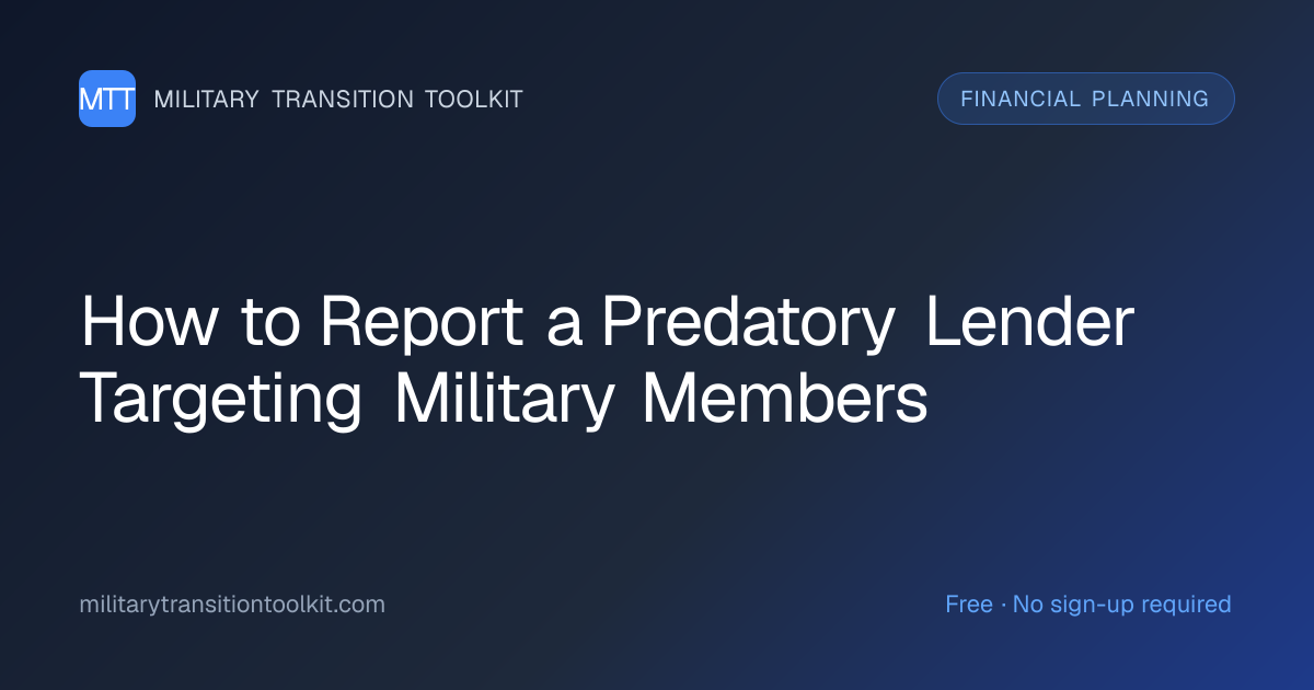 How to Report a Predatory Lender Targeting Military Members
