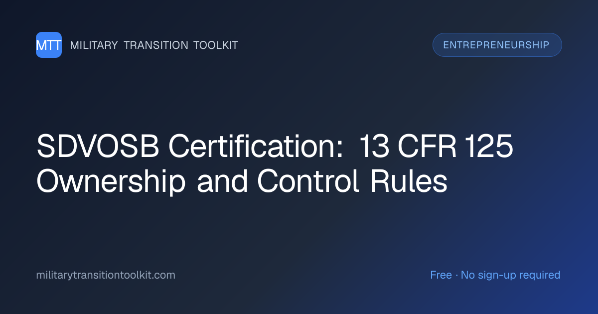 SDVOSB Certification: 13 CFR 125 Ownership and Control Rules