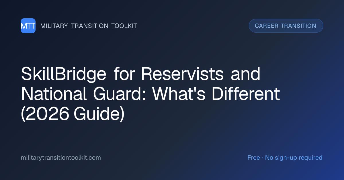 SkillBridge for Reservists and National Guard: What's Different (2026 ...