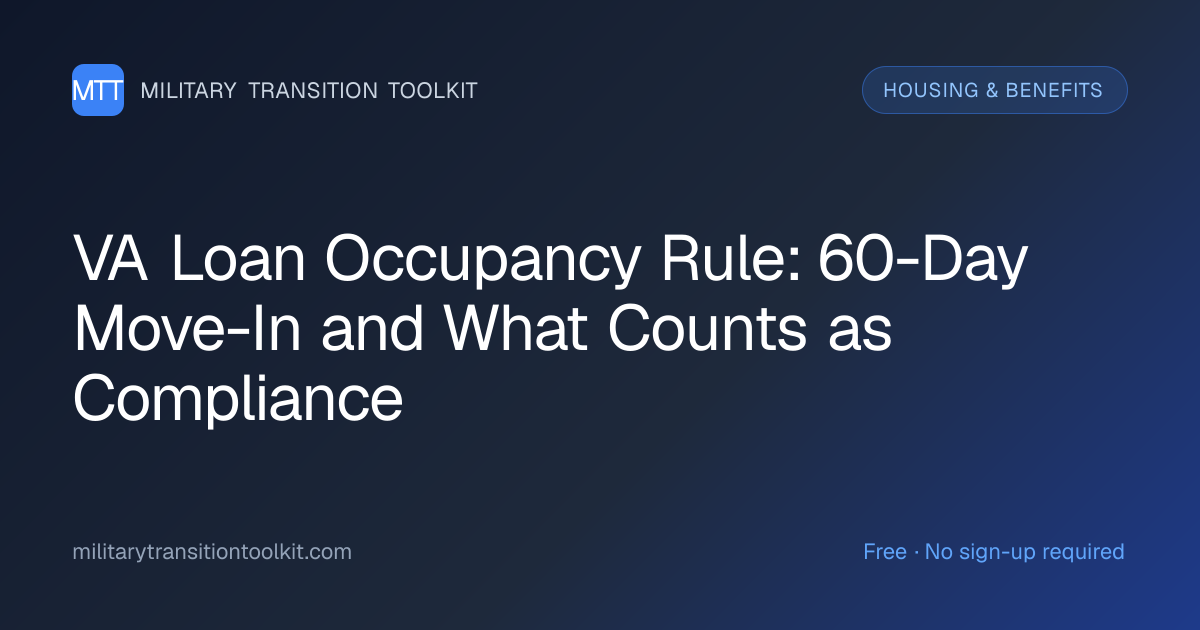 VA Loan Occupancy Rule: 60-Day Move-In and What Counts as Compliance